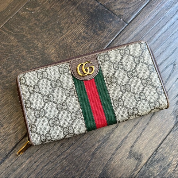 Gucci x Disney GG Supreme Ophidia Web Three Little Pigs Zip Around Wallet Beige - Picture 3 of 11